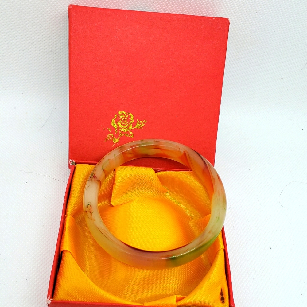 Multi Colored Watermelon Jade Bangle Bracelet - image 6